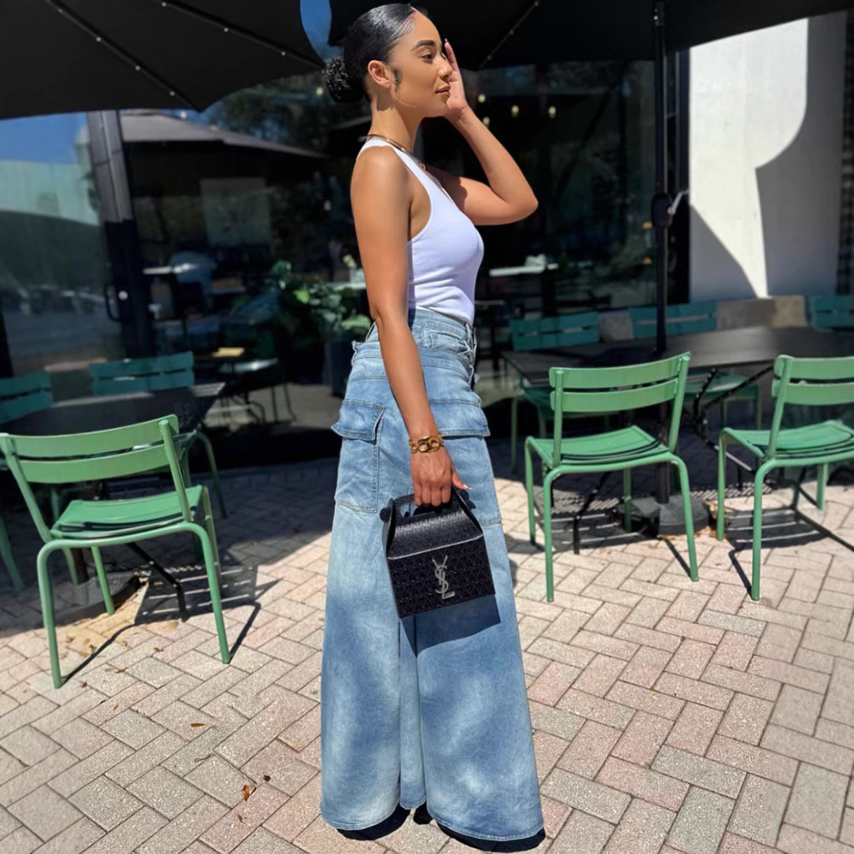Womens Faux Two-piece Denim Jean Skirt - Image 3